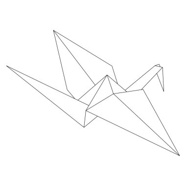 Origami crane vector outline illustration icon isolated on white background. Japanese origami crane for infographic, website or app. Geometric line shape for art of folded paper.