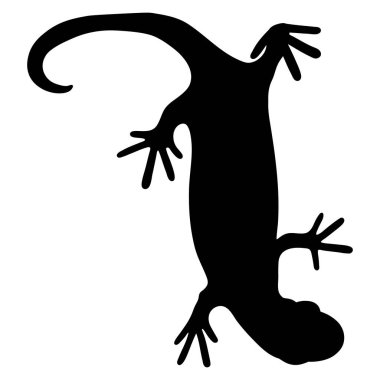 Lizard reptile gecko black silhouette vector illustration. Simple black silhouette illustration isolated on white background. Template for prints