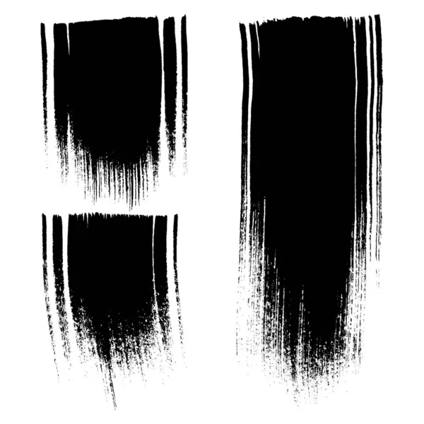 黒インクベクトルブラシストロークセット イラストのベクトルペイントブラシセット ダーティグランジアートインクテクスチャバナーと白の背景に隔離されたデザイン要素 — ストックベクタ