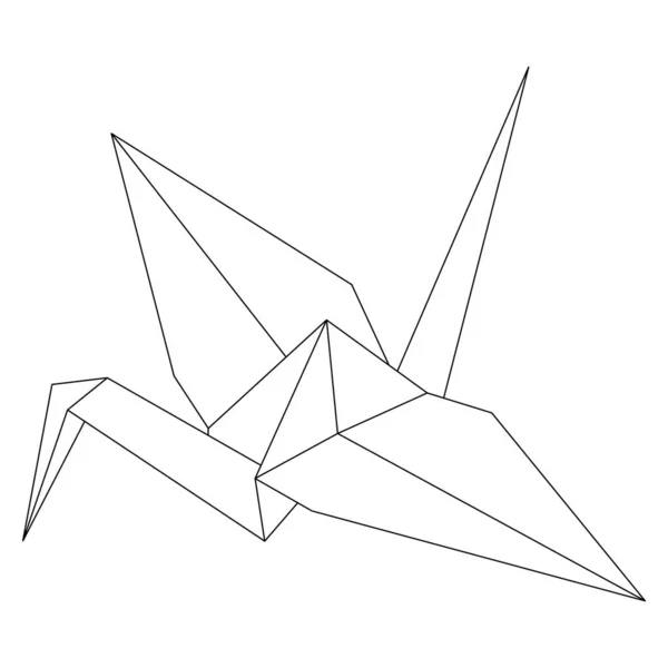 Origami Grue Vecteur Contour Icône Illustration Isolé Sur Fond Blanc — Image vectorielle