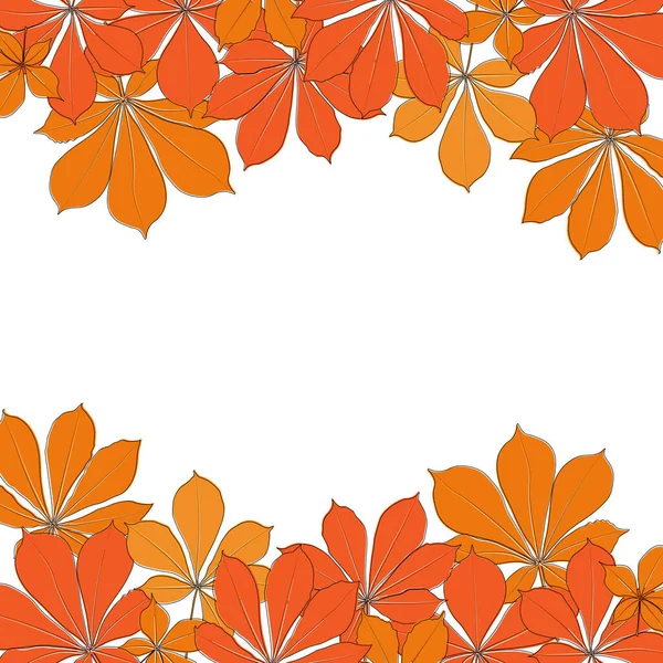 Border Vector Chestnut Leaf Outline Simple Outline Chestnut Leaves Illustration — Vetor de Stock