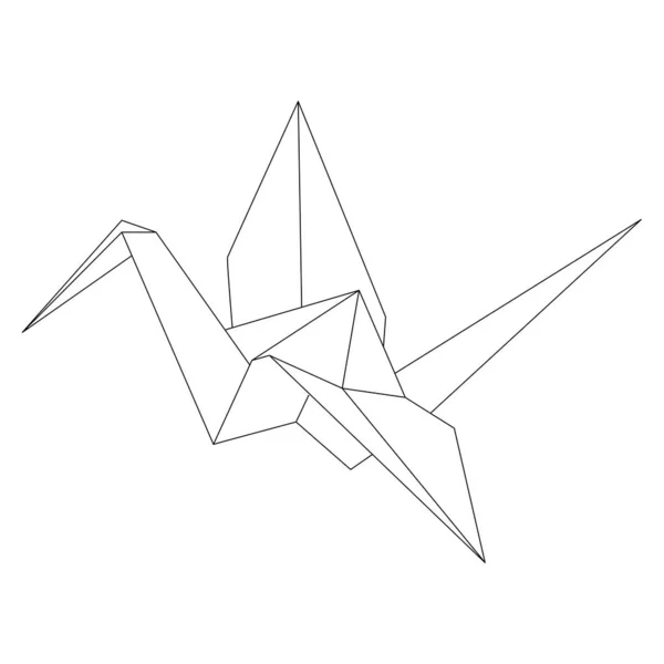 Origami Crane Vector Outline Illustration Icon Isolated White Background Japanese — Image vectorielle