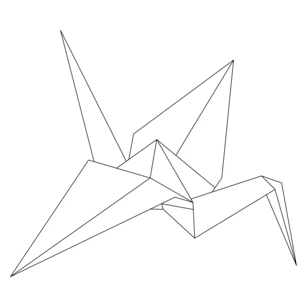 Icono Ilustración Del Contorno Grúa Origami Aislado Sobre Fondo Blanco — Vector de stock