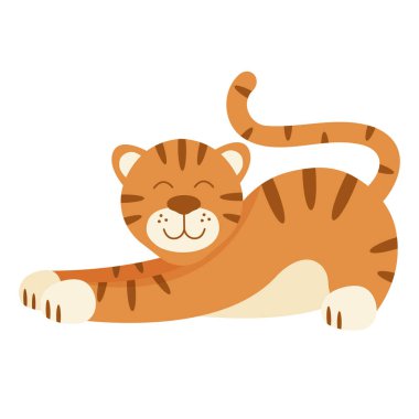 Şirin kaplan rolünün düz çizimi. 2022 Yeni Yıl Sembolü. 