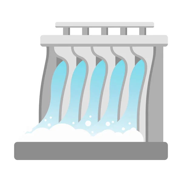 Alternatieve energie. Waterkrachtcentrale. Geïsoleerde platte illustratie. — Stockvector