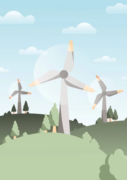Reusable energy. Flat illustration of wind energy. —  Vetores de Stock