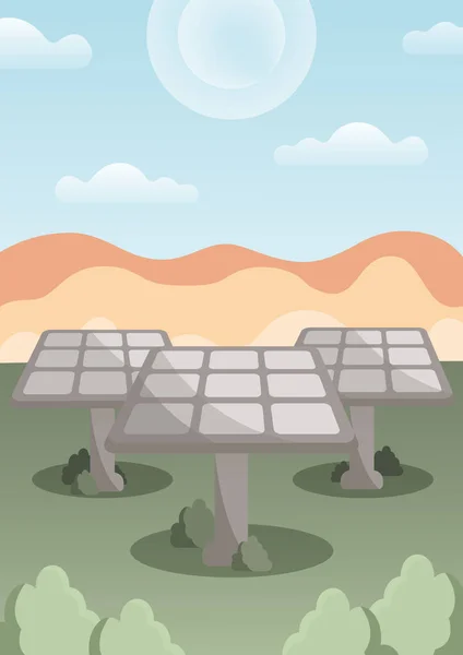 Reusable energy. Flat illustration of solar panels. —  Vetores de Stock