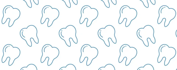 Simple teeth pattern. Outline illustration of blue teeth. — Stock Vector