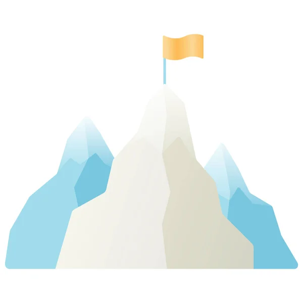 Ilustração de montanhas com uma bandeira no topo. —  Vetores de Stock