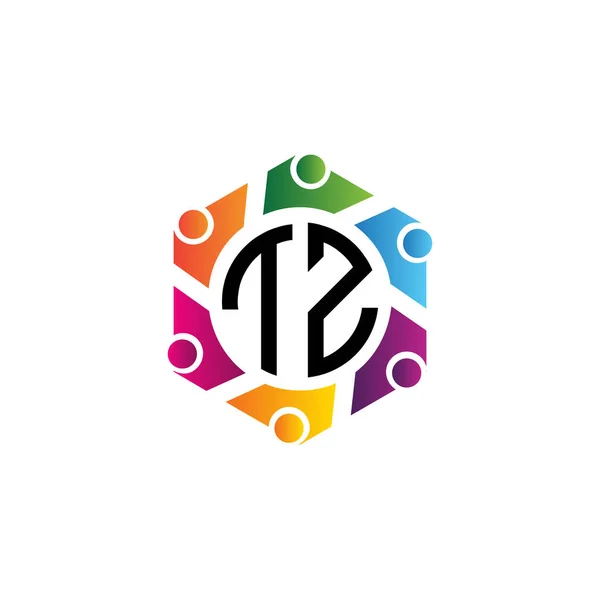 Κοινοτικό Λογότυπο Hexagon Αρχικών Γραμμάτων Σκοπός Δικτύου Ομάδας Κοινωνικής Εργασίας — Διανυσματικό Αρχείο