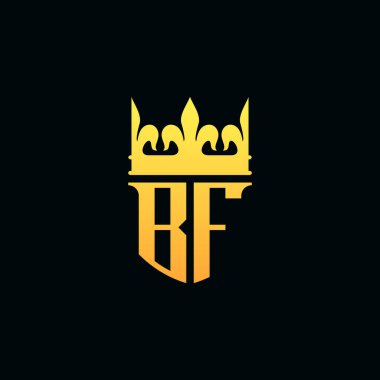 Baş harfler BF logosu. Taç ile amblem tarzı. Vektör illüstrasyonu