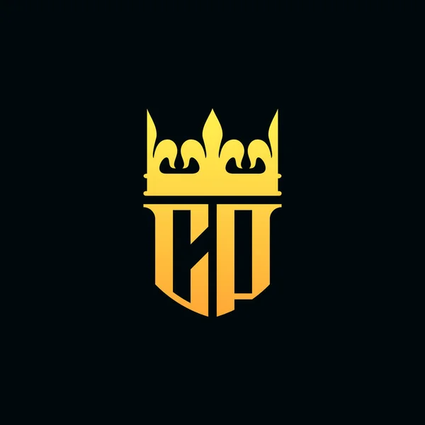 Initiala Bokstäver Logotyp Monogram Emblem Stil Med Krona Vektorillustration — Stock vektor