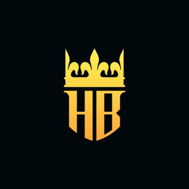 Baş harfler HB logosu amblem şeklinde taçlandırılmış. Vektör illüstrasyonu