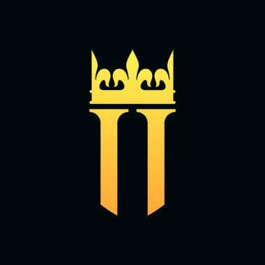 Baş harfler 2 logo amblem tarzı taçla birlikte. Vektör illüstrasyonu