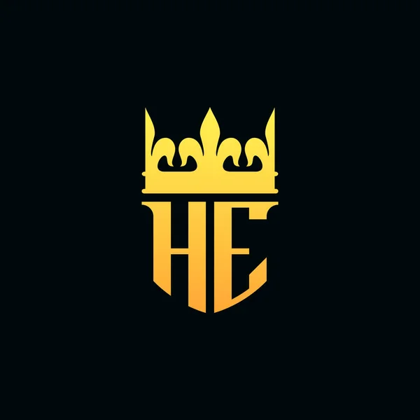 Baş Harfler Taçlı Logo Amblemi Vektör Illüstrasyonu — Stok Vektör
