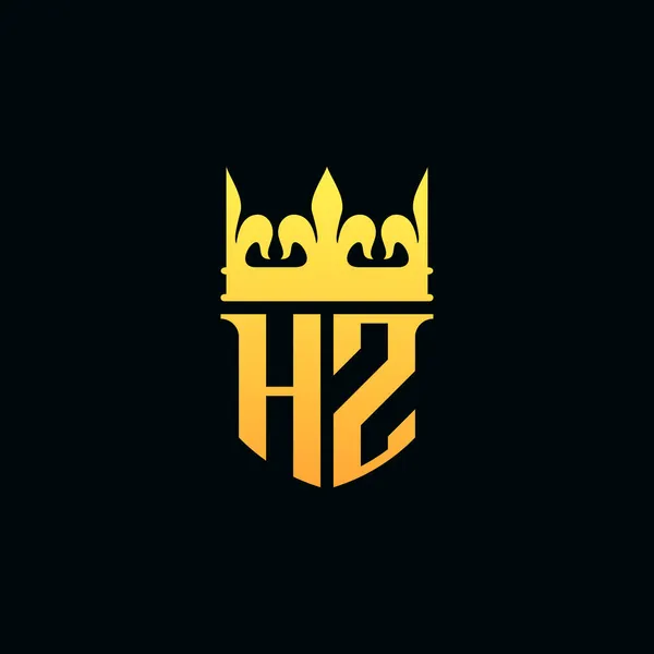 初期の文字王冠とHzのロゴのモノグラムエンブレムスタイル ベクターイラスト — ストックベクタ