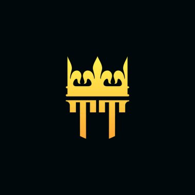 Baş harfler TT logosu amblem şeklinde taçlandırılmış. Vektör illüstrasyonu