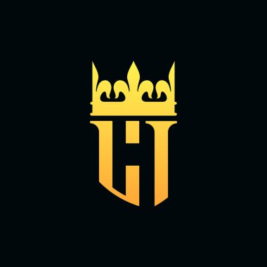 Baş harfler LI logosu amblem stili ve taç. Vektör illüstrasyonu