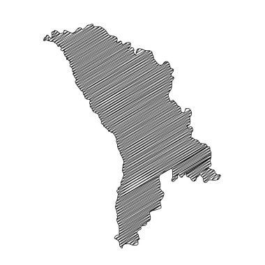 Scribble tarzı Moldova harita tasarımı. Vektör İllüstrasyonu