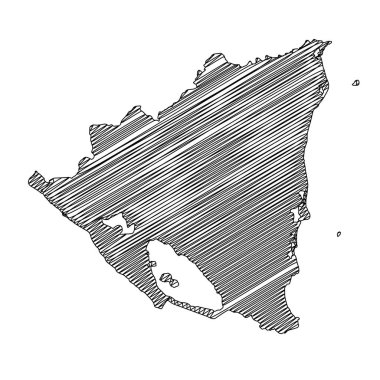 Scribble stili Nikaragua harita tasarımı. Vektör İllüstrasyonu