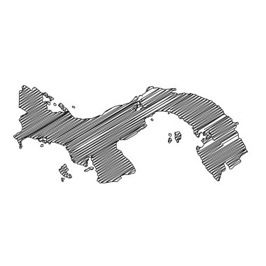 Scribble biçimi Panama haritası tasarımı. Vektör İllüstrasyonu
