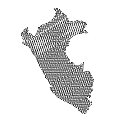 Scribble biçimi Peru harita tasarımı. Vektör İllüstrasyonu