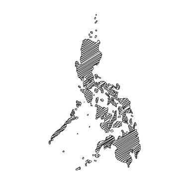 Scribble tarzı Filipinler harita tasarımı. Vektör İllüstrasyonu