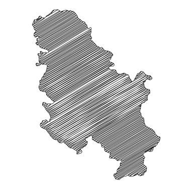 Scribble tarzı Sırbistan harita tasarımı. Vektör İllüstrasyonu
