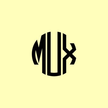 Yaratıcı Yuvarlak Harfler MUX logosu. Bu başlangıç için hangi şirket veya markanın adı uygun olacaktır.