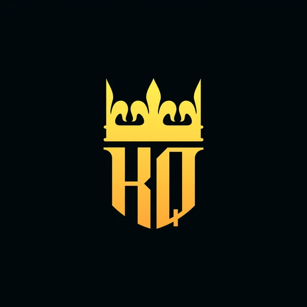 イニシャル文字Kqロゴ王冠とモノグラムエンブレムスタイル ベクターイラスト — ストックベクタ