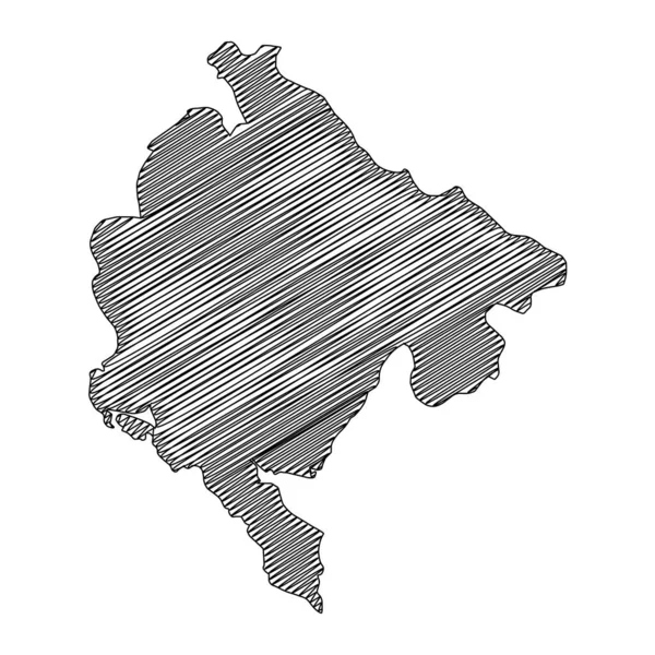 Scribble Style Montenegro Map Design Векторная Миграция — стоковый вектор