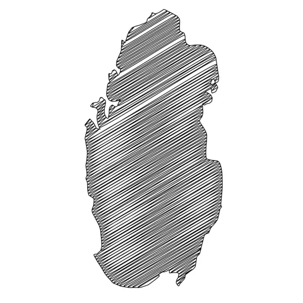 Scribble biçimi Katar harita tasarımı. Vektör İllüstrasyonu