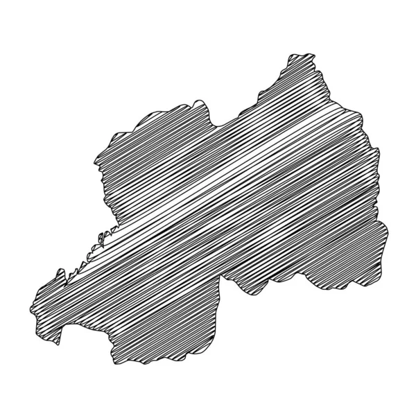 Scribble Style Rwanda Map Design Vector Illustration — Stock Vector