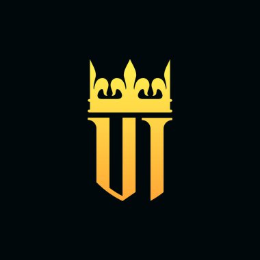 Baş harfler VI logo amblem tarzı taçla birlikte. Vektör illüstrasyonu