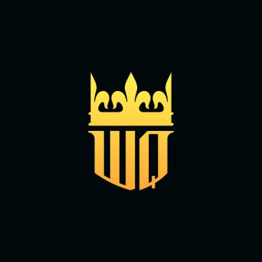 Baş harfler WQ logosu amblem şeklinde taçlandırılmış. Vektör illüstrasyonu