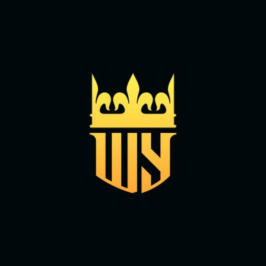 Baş harfler WY logosu amblem şeklinde taçlandırılmış. Vektör illüstrasyonu