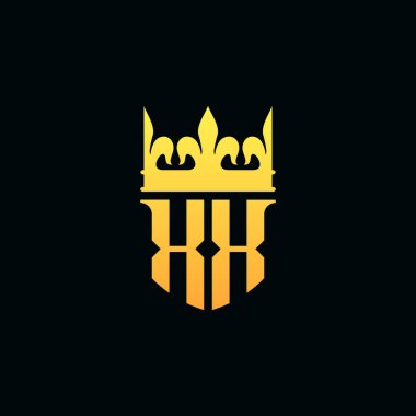 Baş harfler XX logosu amblem şeklinde taçlandırılmış. Vektör illüstrasyonu