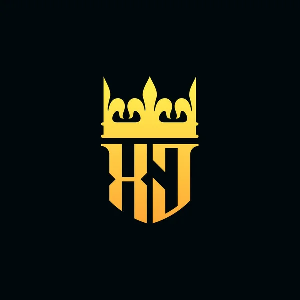 初期文字Xjロゴ王冠とモノグラムエンブレムスタイル ベクターイラスト — ストックベクタ