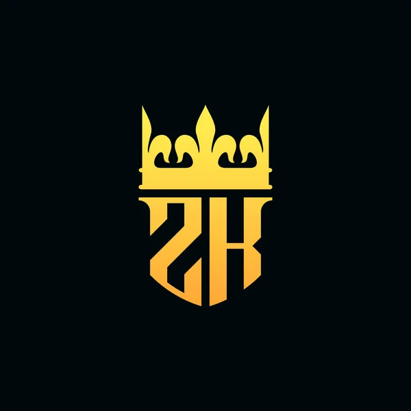 イニシャル文字Zkロゴ王冠とモノグラムエンブレムスタイル ベクターイラスト — ストックベクタ