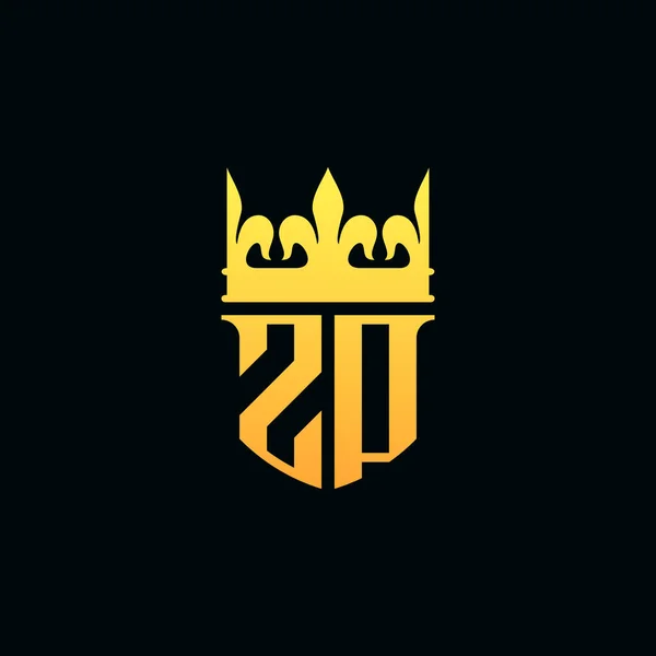 Początkowe Litery Logo Monogram Stylu Emblematu Koroną Ilustracja Wektora — Wektor stockowy