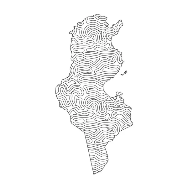 Abstraktes Topographisches Kartendesign Für Tunesien Vektorillustration — Stockvektor