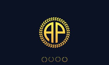 Organizasyon Yuvarlak Harfler AP logosu. Vektör illüstrasyonu