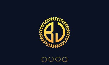 Organizasyon yuvarlak harfli BJ logosu. Vektör illüstrasyonu