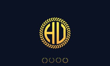 Organizasyon Yuvarlak Harfler HU logosu. Vektör illüstrasyonu