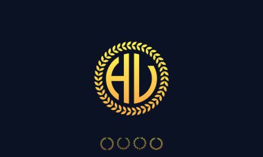 Organizasyon Yuvarlak Harfler HV logosu. Vektör illüstrasyonu