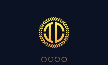 Organizasyon Yuvarlak Harfler IC logosu. Vektör illüstrasyonu