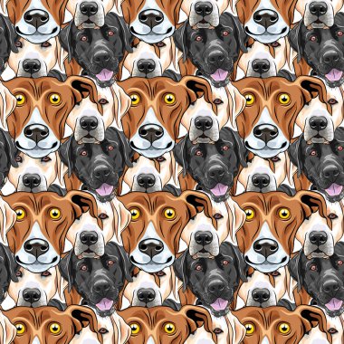 Köpek Kusursuz Desen Tasarımı. Vektör İllüstrasyonu.