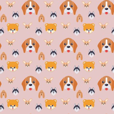 Köpek Kusursuz Desen Tasarımı. Vektör İllüstrasyonu.