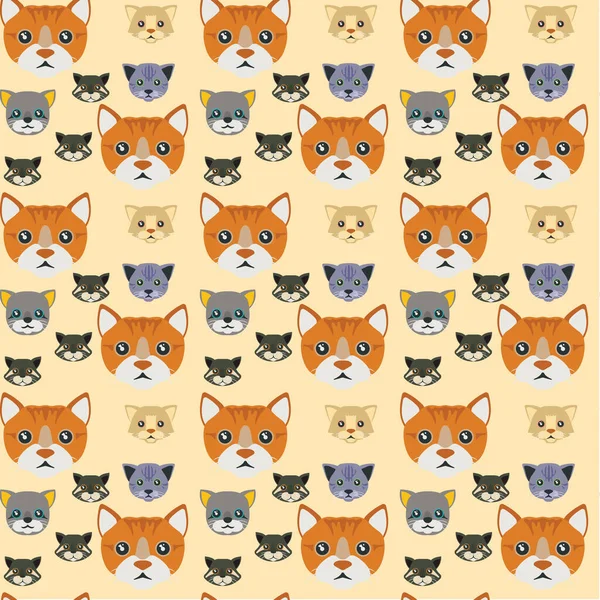 Kediler Kusursuz Desen Tasarımı. Vektör İllüstrasyonu.