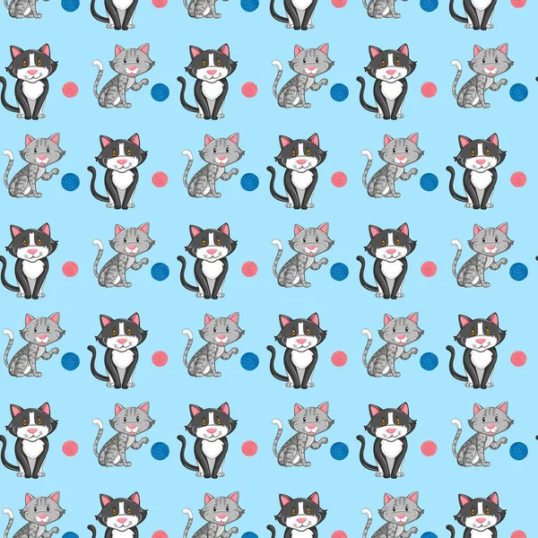 Kediler Kusursuz Desen Tasarımı. Vektör İllüstrasyonu.